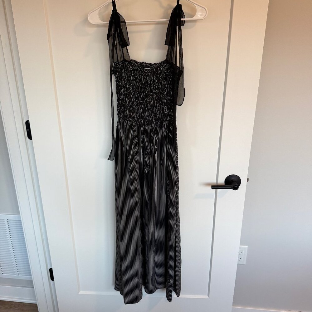 LA LIGNE Silk Pinstripe Midi Dress - Small